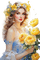 femme,woman roses jaunes - GIF animé gratuit
