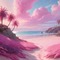 Pink Beach with Palm Trees - PNG gratuit GIF animé