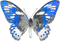 soave deco butterfly black white blue - png grátis Gif Animado