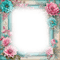 spring frame pink teal pastel - PNG gratuit GIF animé