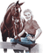 soave woman vintage horse  brown blue - png gratuito GIF animata